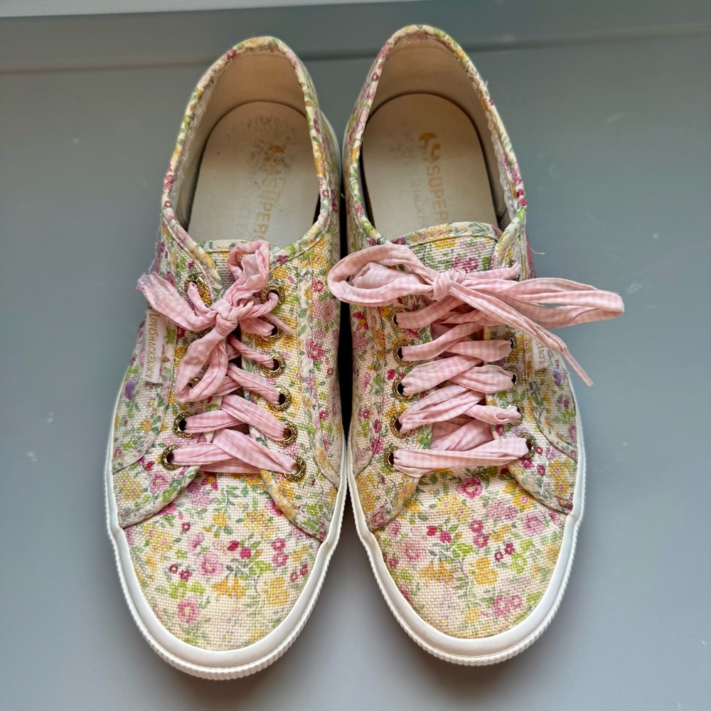 LoveShackFancy x Superga Floral Canvas Sneakers with Pink Accents - Picture 4 of 11